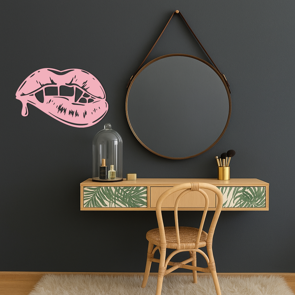Vampire Lips Silhouette – Pink Metal Wall Art for Modern Home Décor - KAFGP163 - Tampa Home & Garden Store
