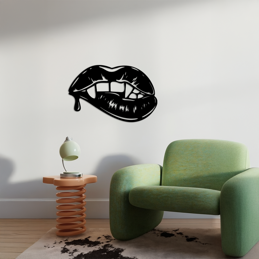 Vampire Lips Silhouette – Pink Metal Wall Art for Modern Home Décor - KAFGP163 - Tampa Home & Garden Store