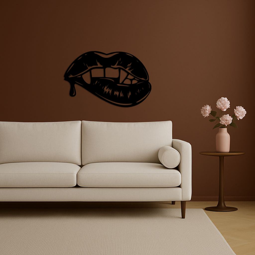 Vampire Lips Silhouette – Pink Metal Wall Art for Modern Home Décor - KAFGP163 - Tampa Home & Garden Store