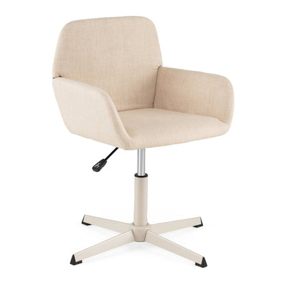 Swivel vanity chair beige fabric, adjustable height with back support, DirectDeals office chair on Tampa Home & Garden Store