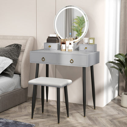 Vanity Table Set with Mirror-Gray