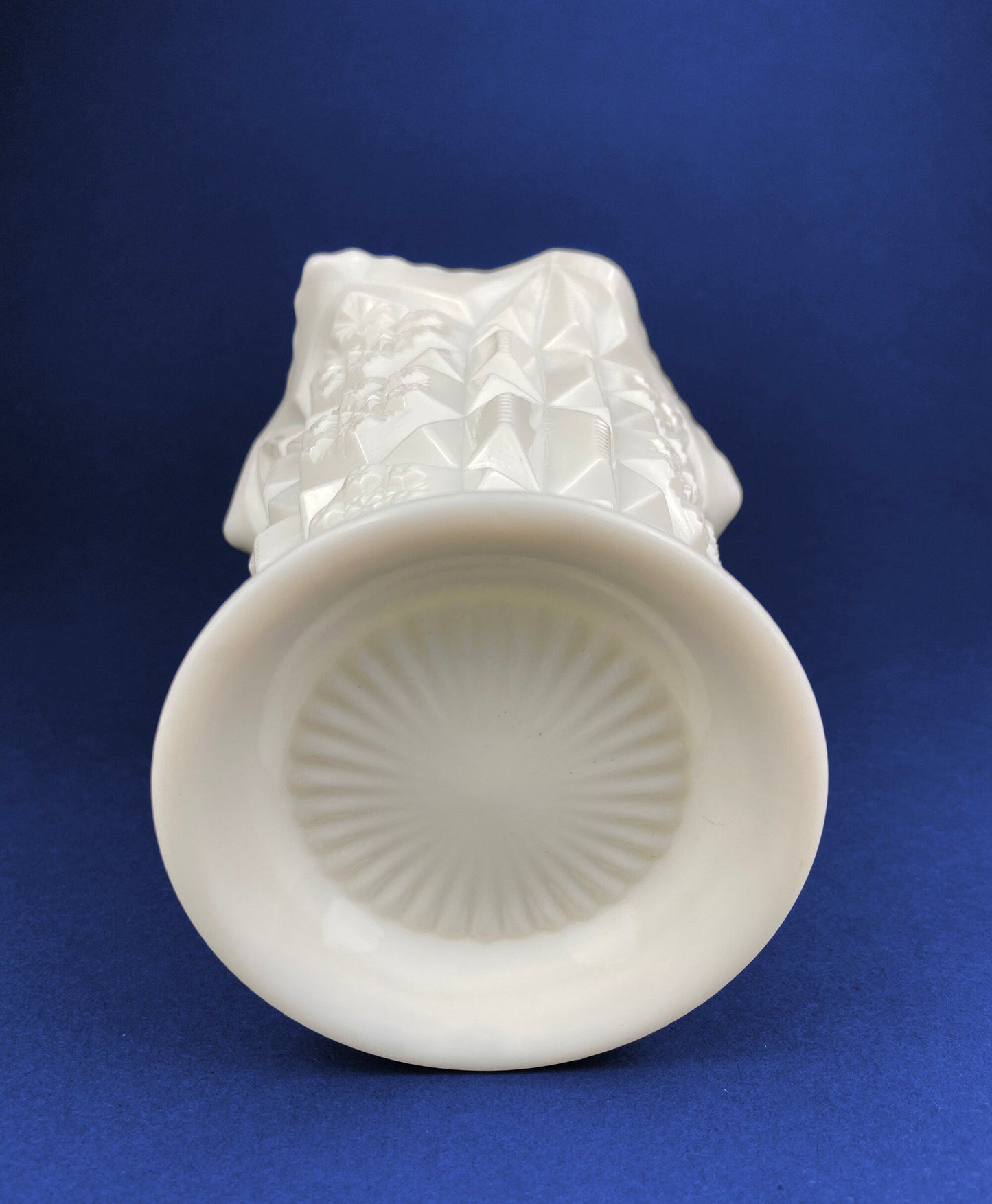 Vase Vintage Westmoreland Milk Glass with Old Quilt Design. Block and Star Pattern. Collectible Glass. - Tampa Home & Garden Store