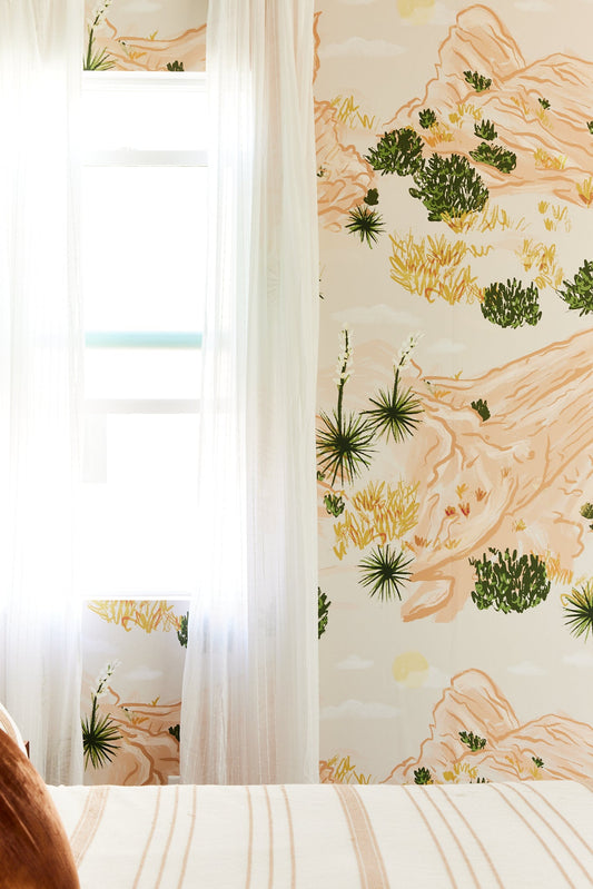 Vasquez Wallpaper, tan & peach - Tampa Home & Garden Store