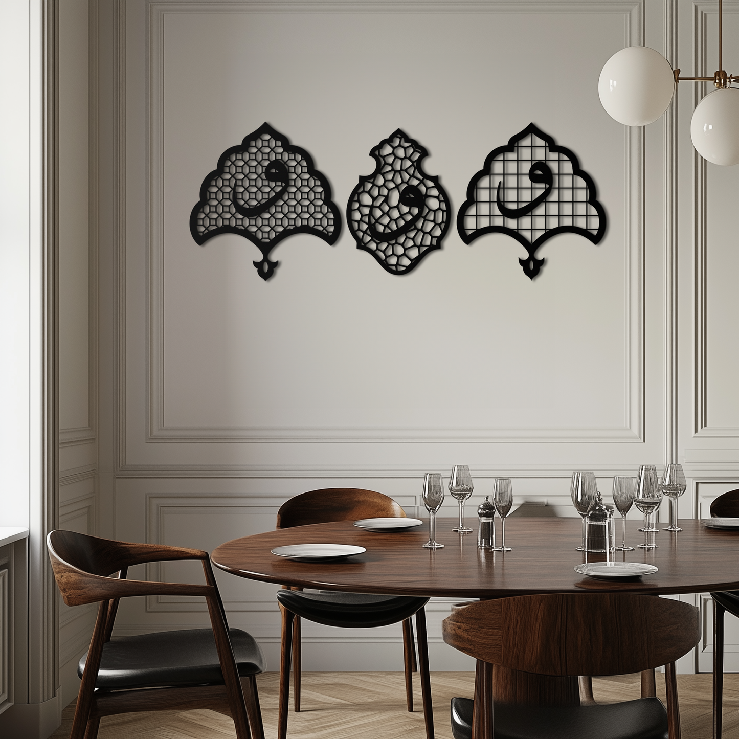 Vav Calligraphy Metal Wall Art - Set of Three Elegant Islamic Designs - KAF243 - Tampa Home & Garden Store