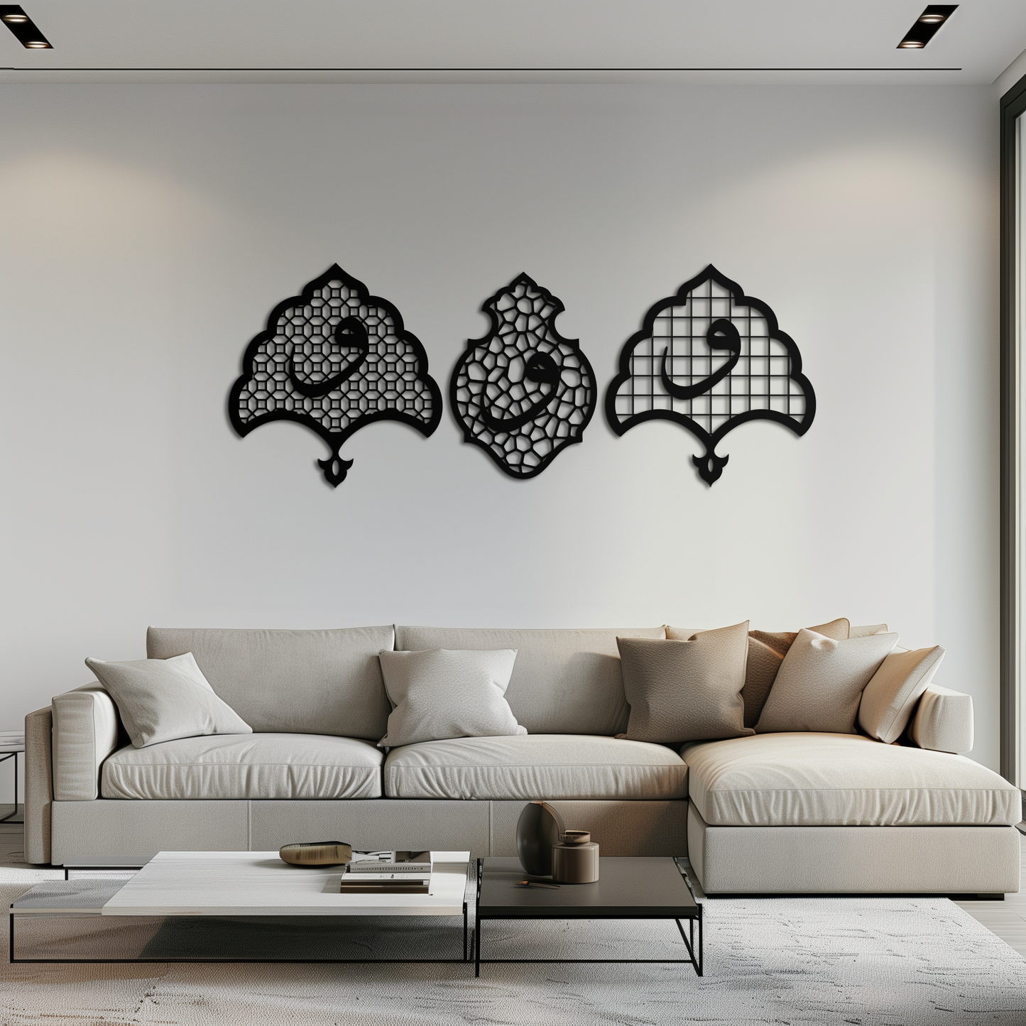 Vav Calligraphy Metal Wall Art - Set of Three Elegant Islamic Designs - KAF243 - Tampa Home & Garden Store