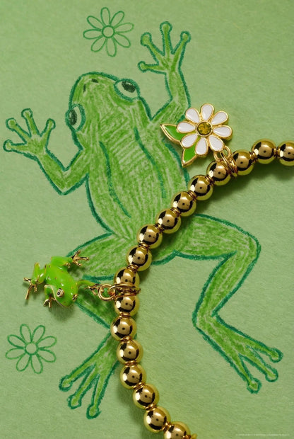 Forest Green Crayola charm bracelet with white enamel daisy and frog accent by ALEX AND ANI on Tampa Home & Garden Store