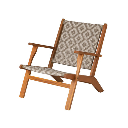 Vega Acacia Outdoor Chair by Fire Sense with diamond-weave wicker and natural wood frame on Tampa Home & Garden Store