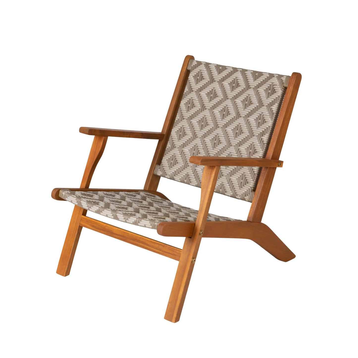 Vega Acacia Outdoor Chair diamond-weave wicker wood frame by Fire Sense on Tampa Home & Garden Store