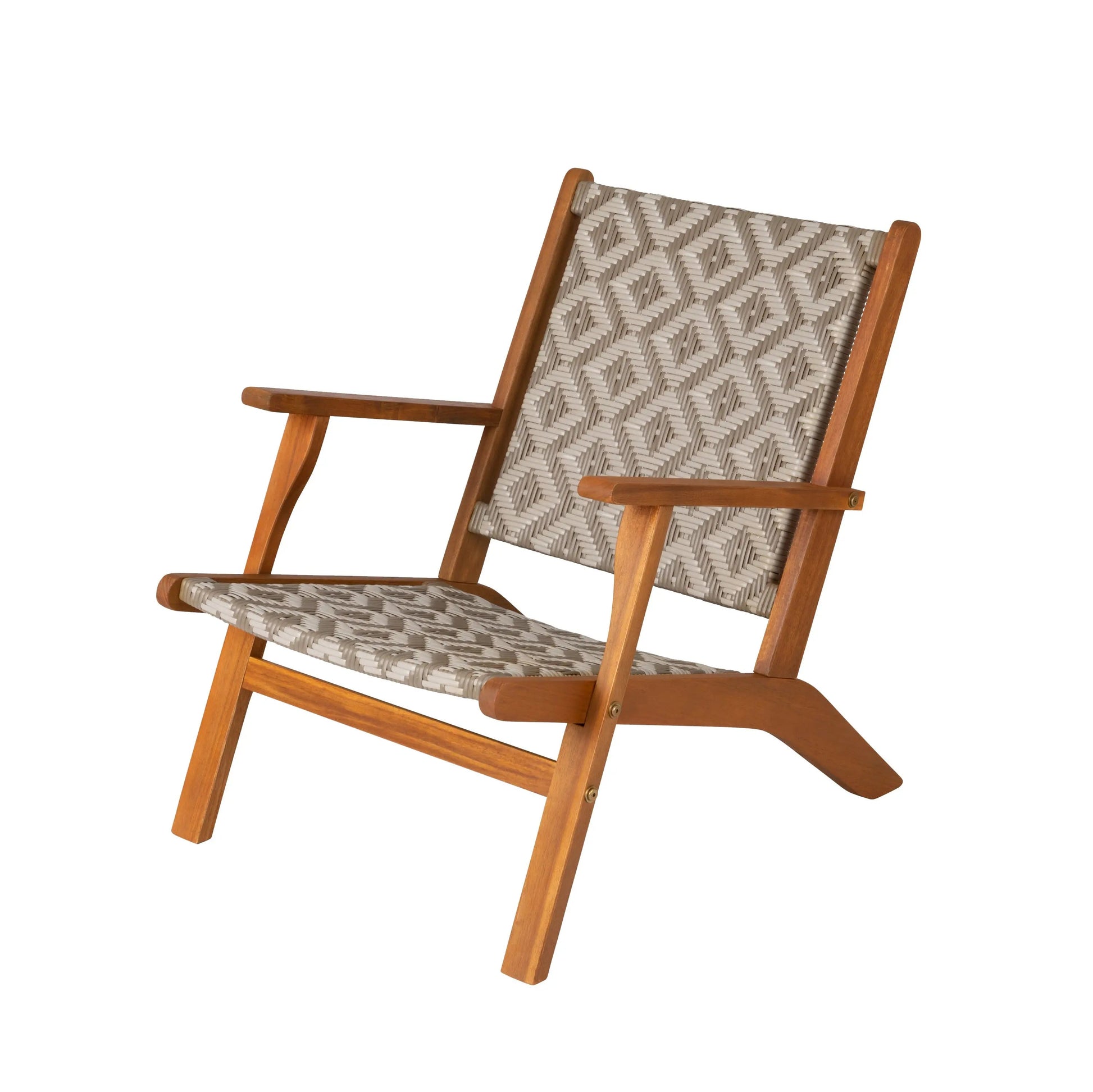 Vega Acacia Outdoor Chair diamond-weave wicker wood frame by Fire Sense on Tampa Home & Garden Store