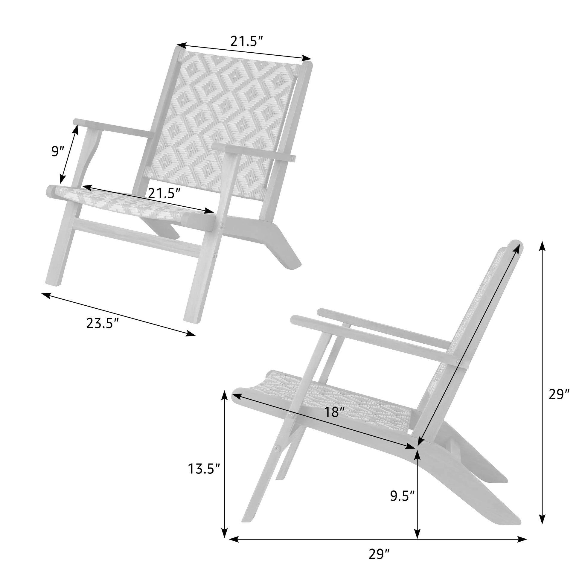 Vega Acacia chair in diamond-weave wicker with light wood frame Fire Sense/Balkene Home on Tampa Home & Garden Store