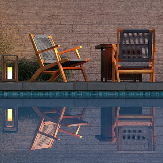 Vega Acacia Outdoor Chair gray cord weave, pair of acacia wood outdoor chairs on Tampa Home & Garden Store