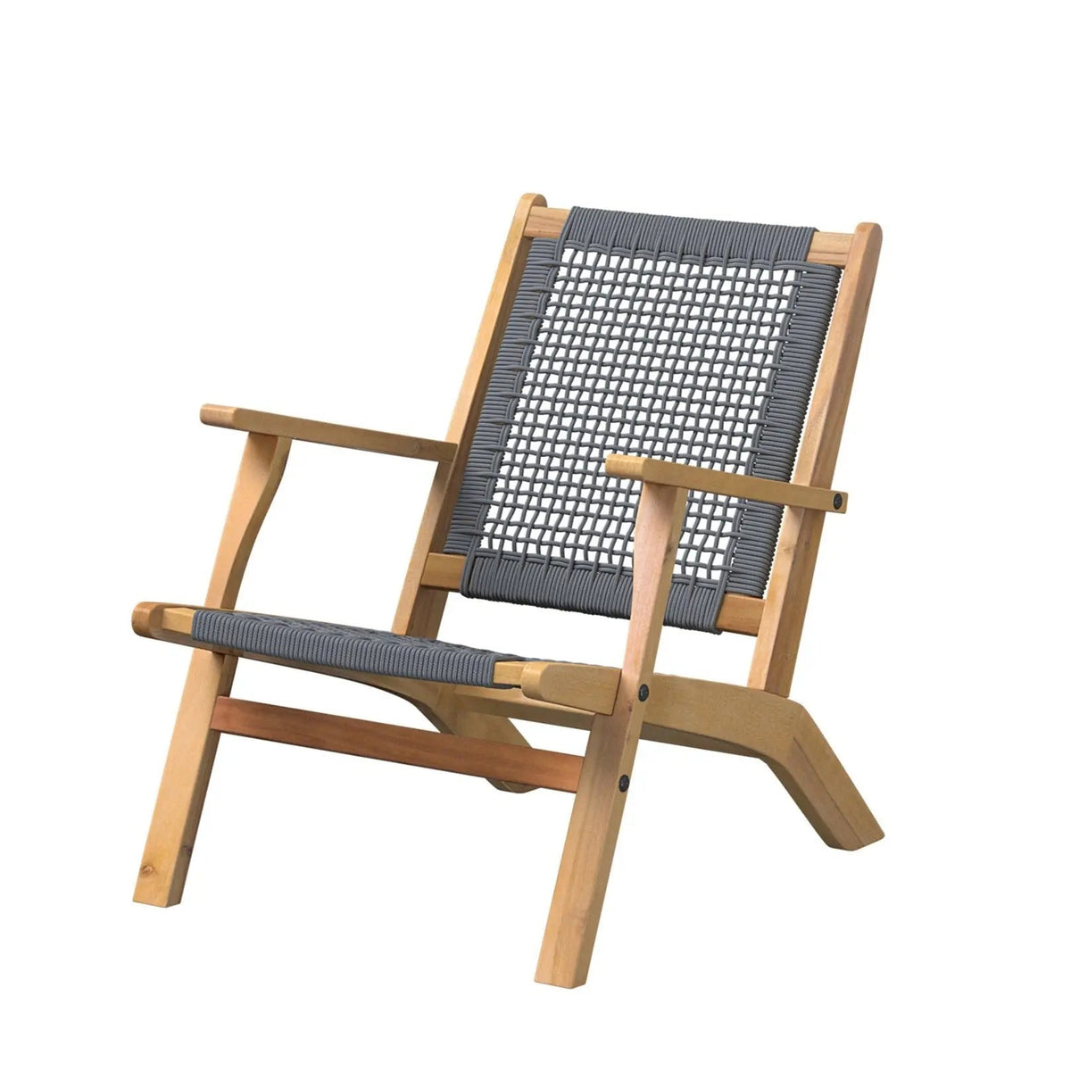 Vega Acacia outdoor chair gray cord weave with wooden frame on Tampa Home & Garden Store