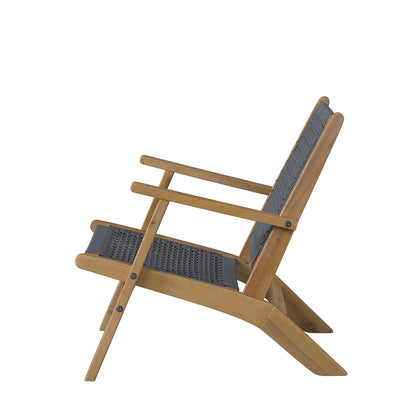 Vega Acacia Outdoor Chair gray cord weave on acacia wood frame on Tampa Home & Garden Store