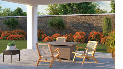 Vega Natural Stain Outdoor Chair in Ecru Cording, Fire Sense/Balkene Home, woven beige seating on Tampa Home & Garden Store