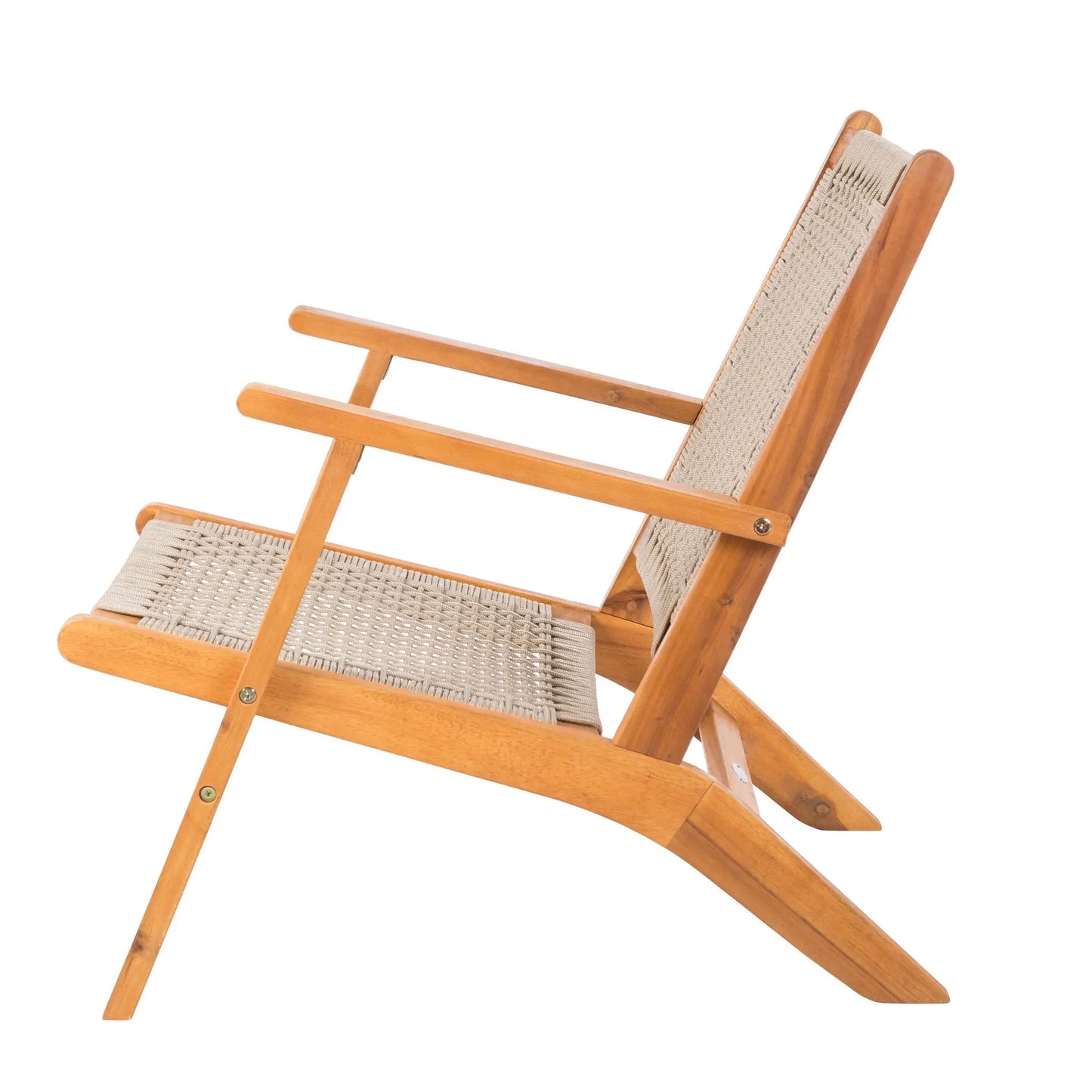 Vega Natural Stain Outdoor Chair in ecru cording with wooden frame on Tampa Home & Garden Store