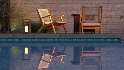 Vega Natural Stain Outdoor Chair in Ecru Cording, wooden frame with woven seating, set of 2 on Tampa Home & Garden Store