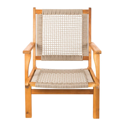 Vega Natural Stain Outdoor Chair in Ecru Cording with wooden frame on Tampa Home & Garden Store