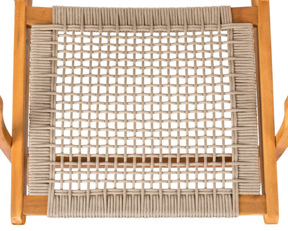Vega Natural Stain Outdoor Chair in Ecru Cording; woven rope seat on a warm wood frame on Tampa Home & Garden Store
