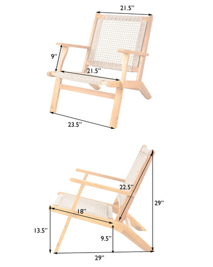 Vega Natural Stain Outdoor Chair in Ecru Cording wood frame with woven seat and back by Fire Sense/Balkene Home on Tampa Home & Garden Store