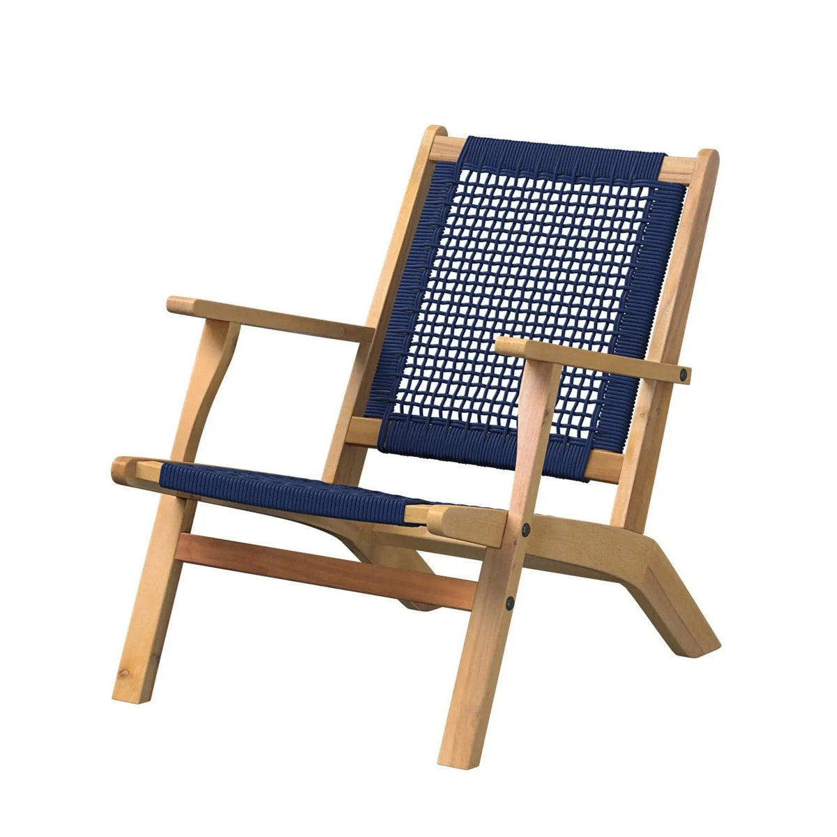 Vega Natural Stain Outdoor Chair Navy Blue Cording, wooden frame Fire Sense/Balkene Home on Tampa Home & Garden Store
