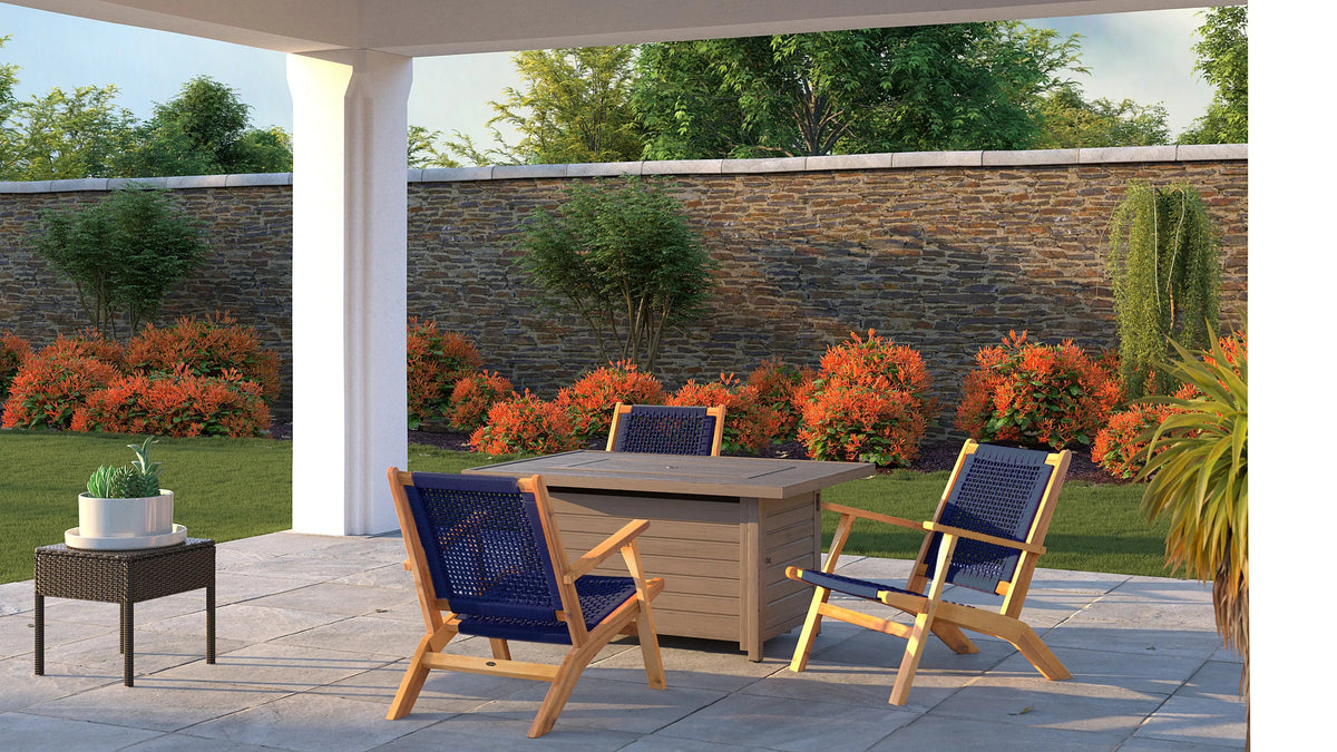 Vega Natural Stain Outdoor Chair Navy Blue Cording, 2 chairs, wood-frame Fire Sense/Balkene on Tampa Home & Garden Store