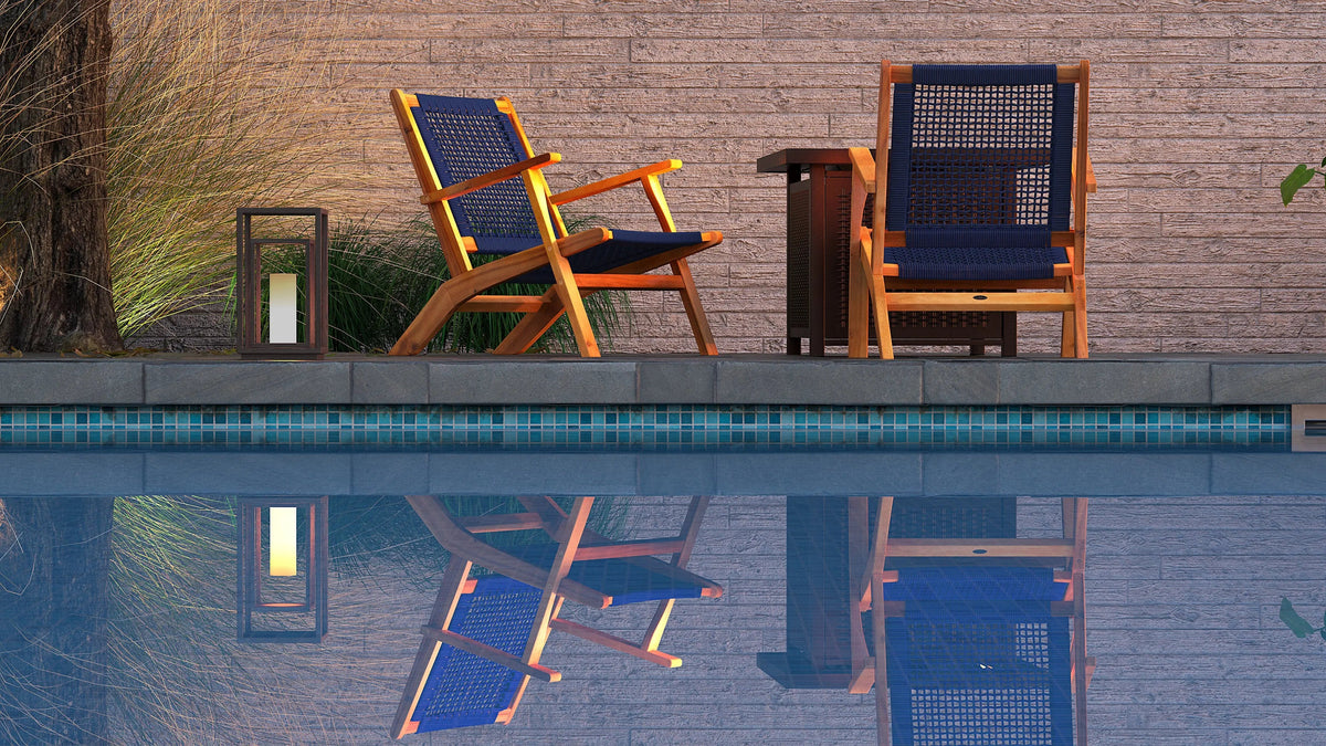 Vega Natural Stain Outdoor Chairs Navy Blue Cording set of 2 with frames by Fire Sense on Tampa Home & Garden Store