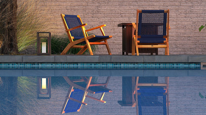 Vega Natural Stain Outdoor Chairs Navy Blue Cording set of 2 with frames by Fire Sense on Tampa Home & Garden Store