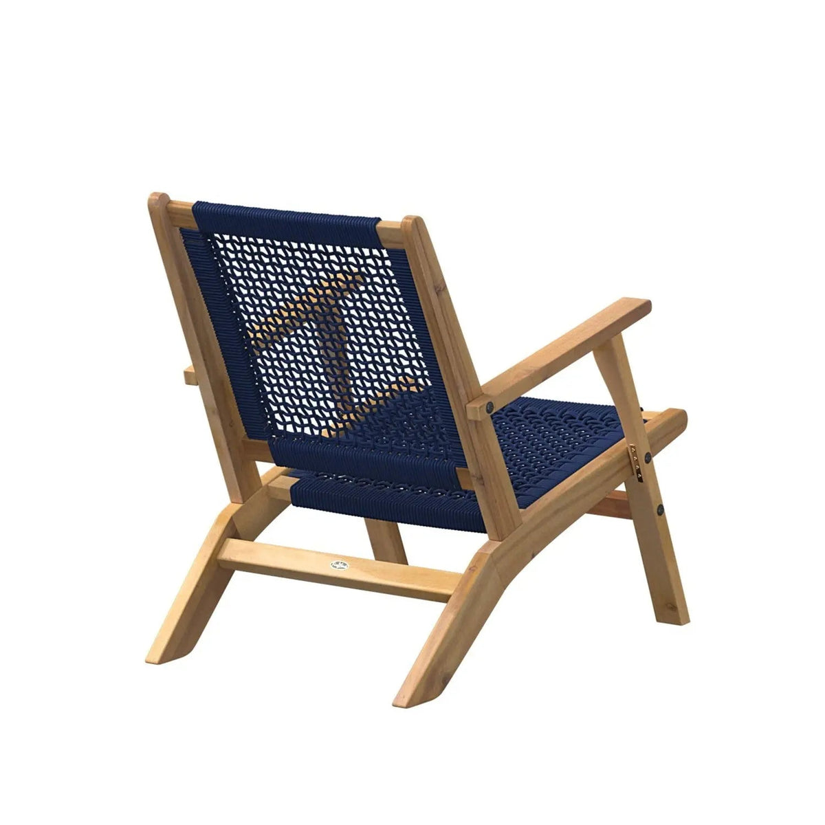 Vega Natural Stain Outdoor Chair in navy blue cord weave with wooden folding frame on Tampa Home & Garden Store