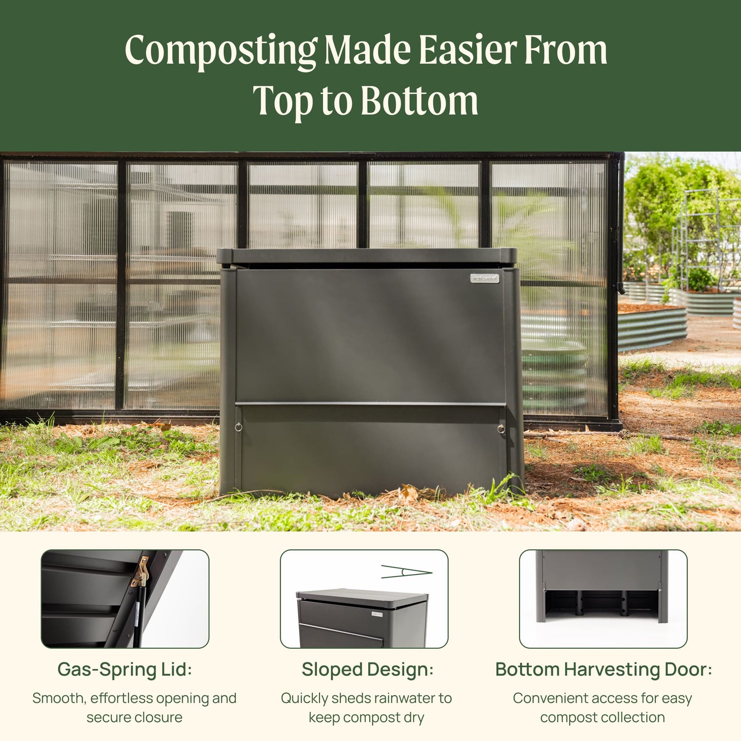 Contenedor de compost de metal moderno