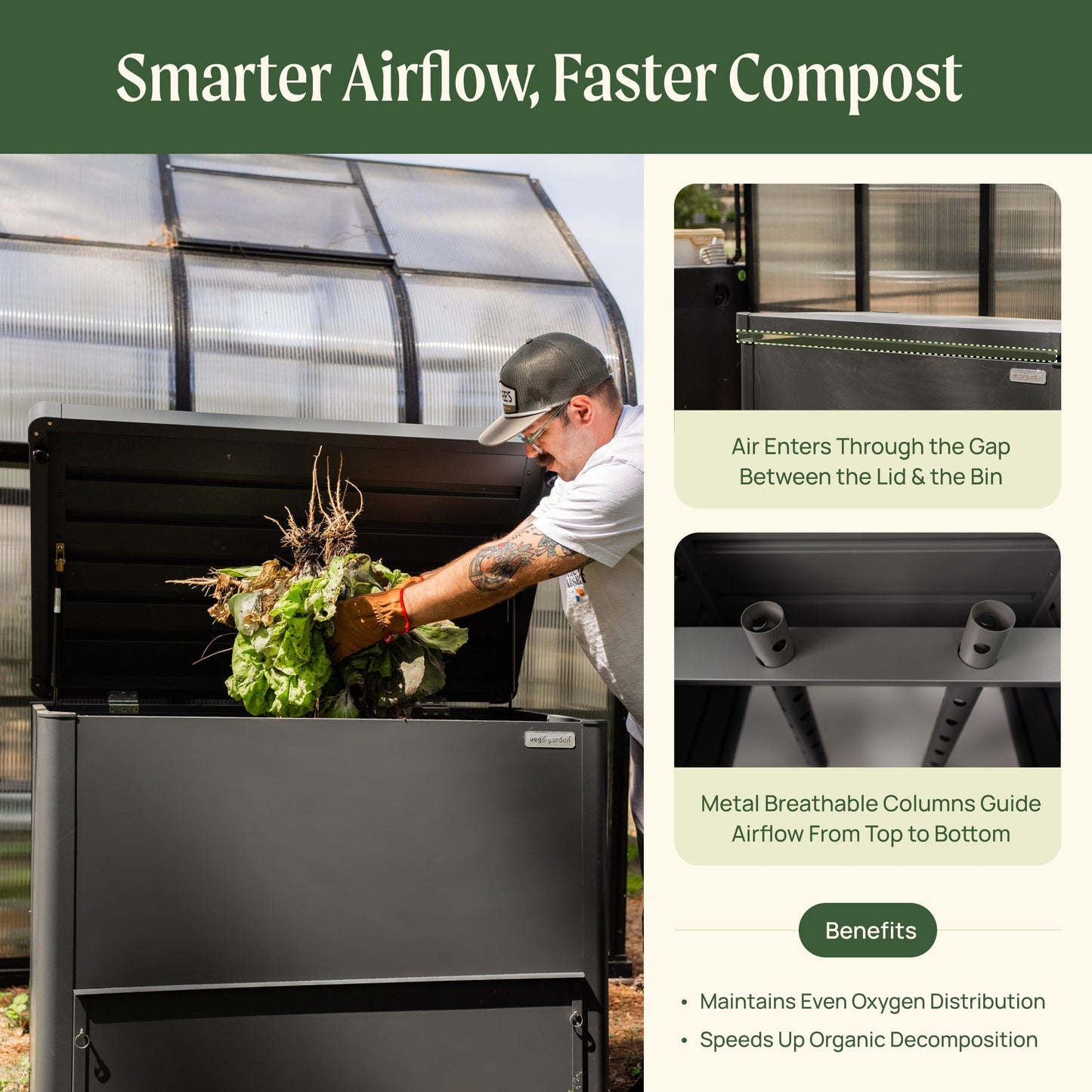 Contenedor de compost de metal moderno