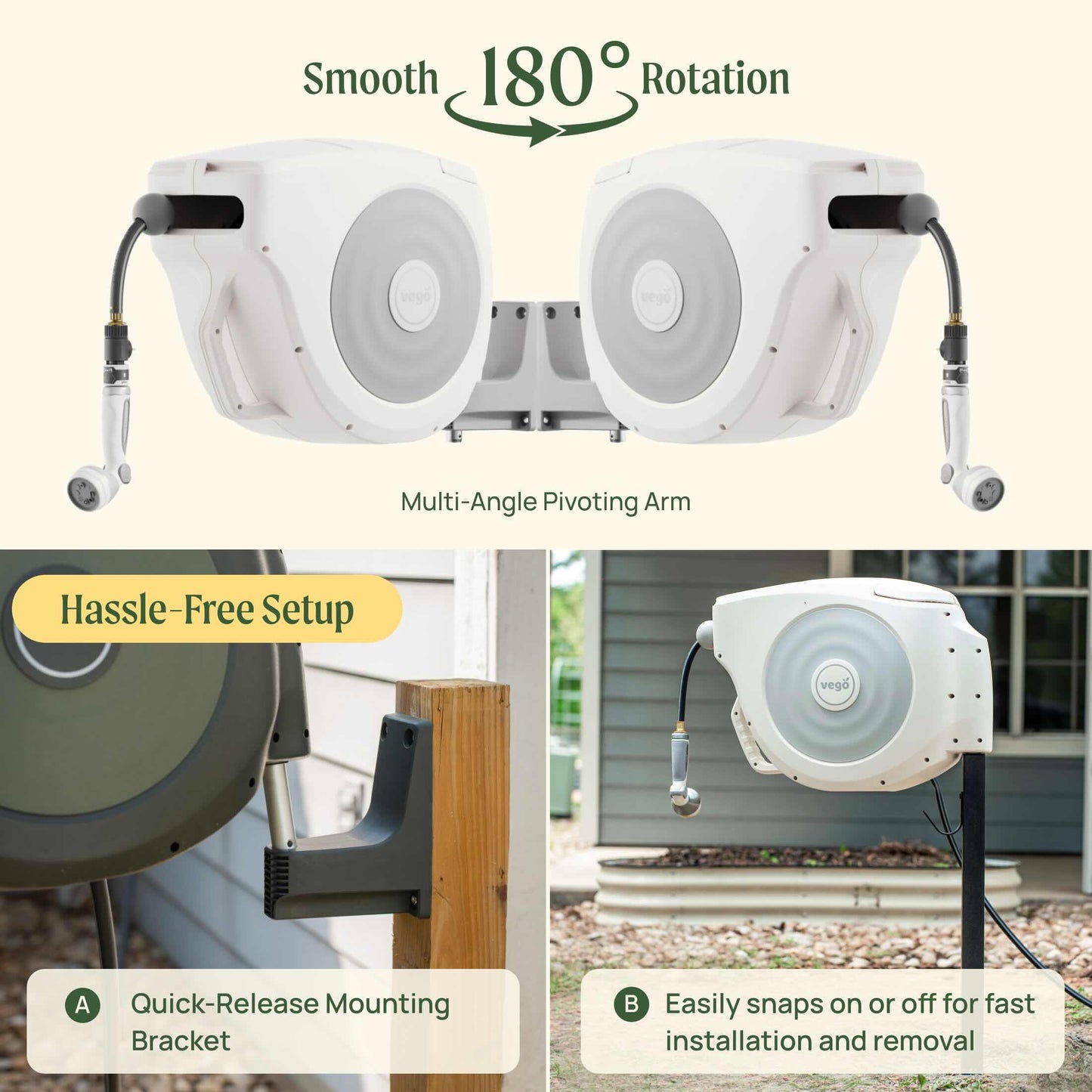 Vego Retractable Hose Reel  Set - Tampa Home & Garden Store