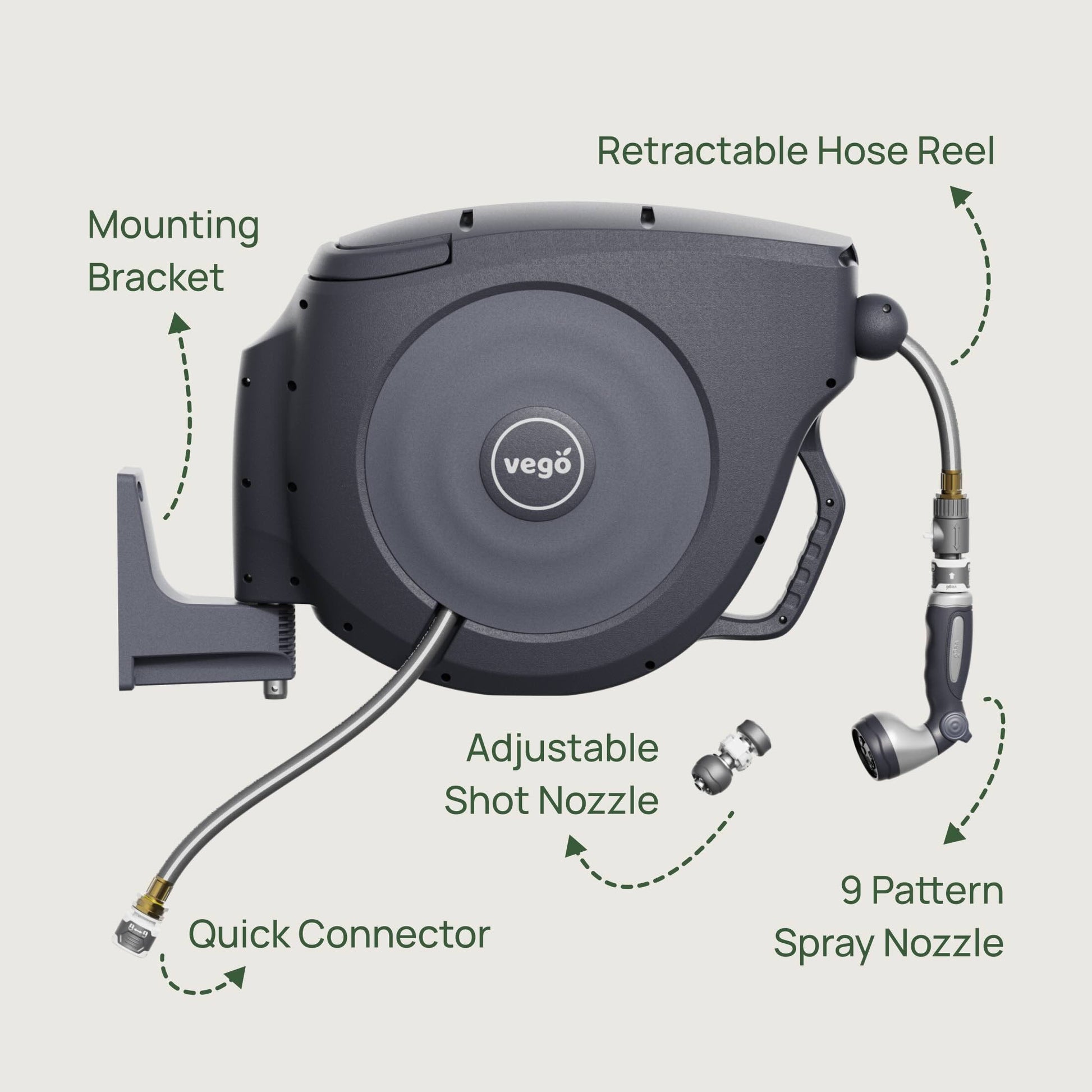 Vego Retractable Hose Reel  Set - Tampa Home & Garden Store