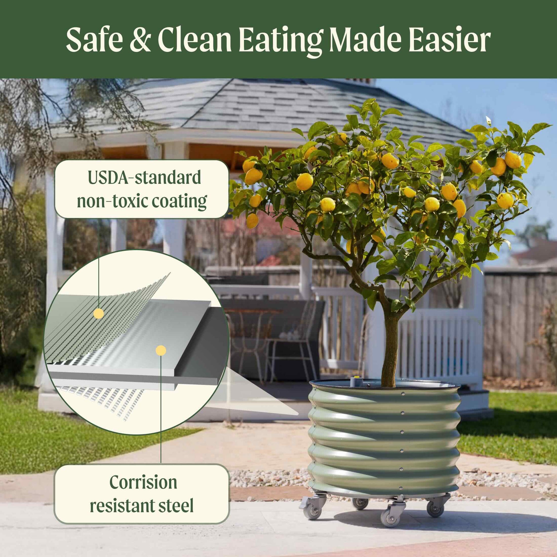 rolling seed planter Self-Watering Rolling Citrus Tree Planter, Pearl White / Single Pack