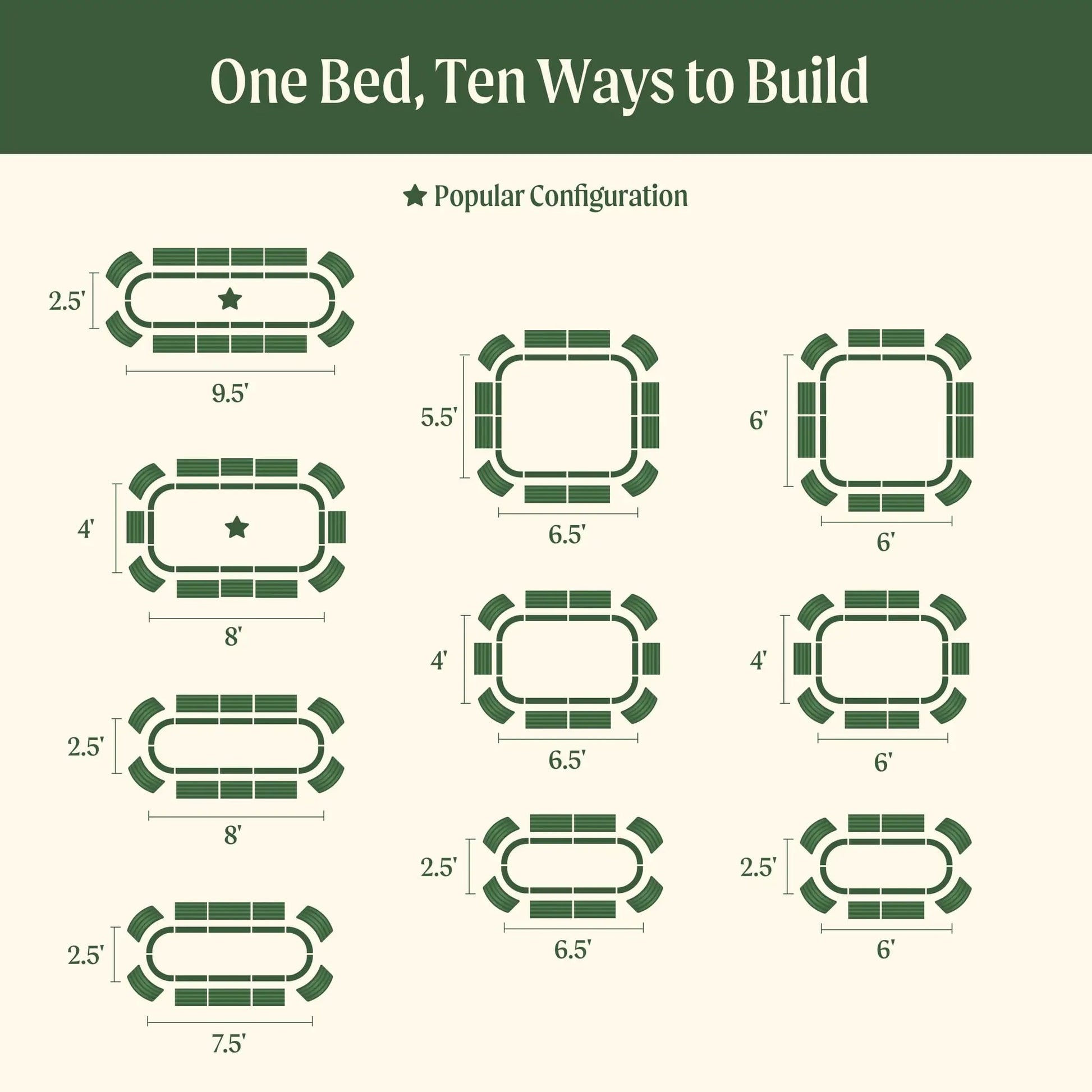 Vego Garden tall 26in 10-in-1 jumbo modular raised garden bed kit; multi-config green diagrams on Tampa Home & Garden Store