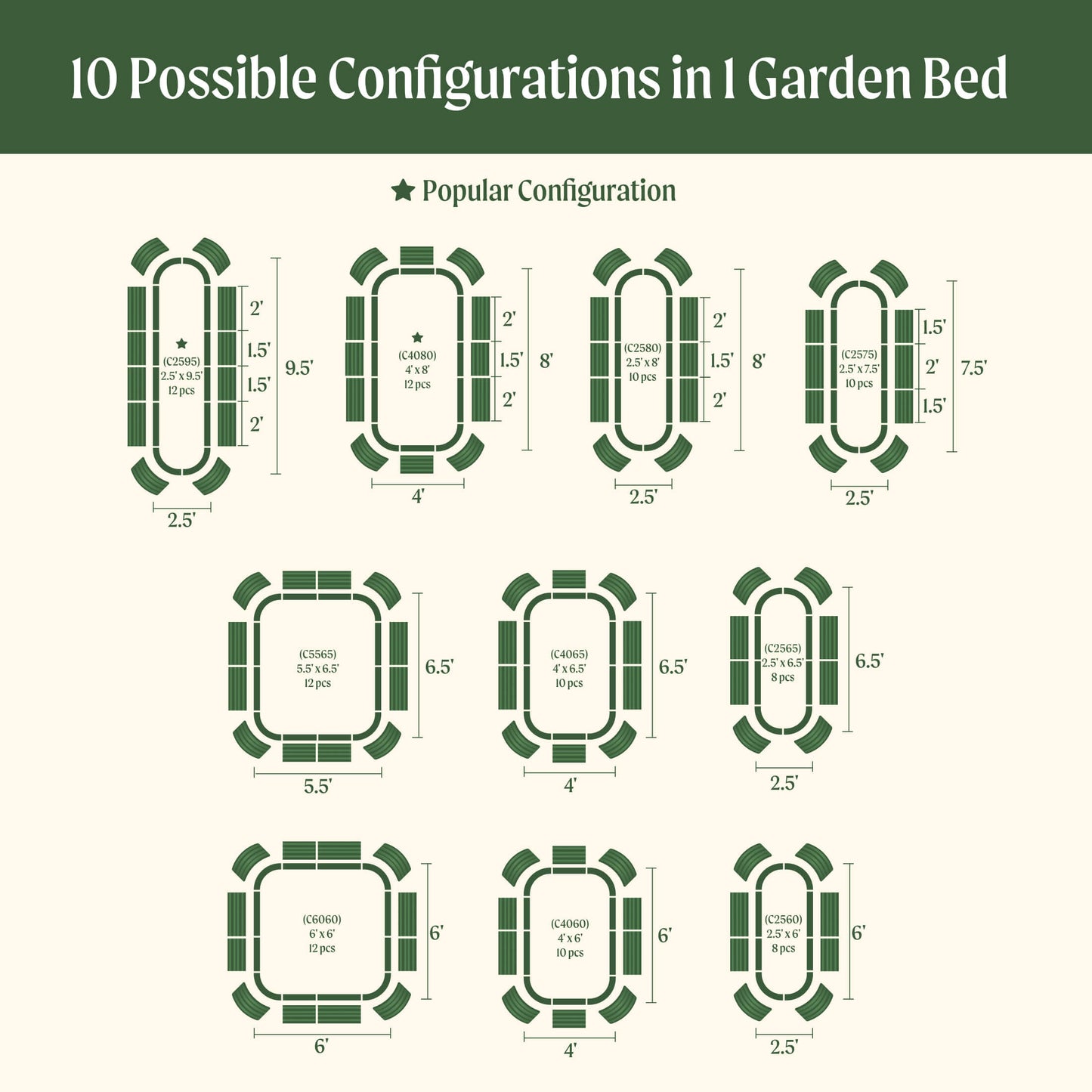 Ensemble de jardin surélevé modulaire géant en métal 10 en 1 de 26 po de hauteur
