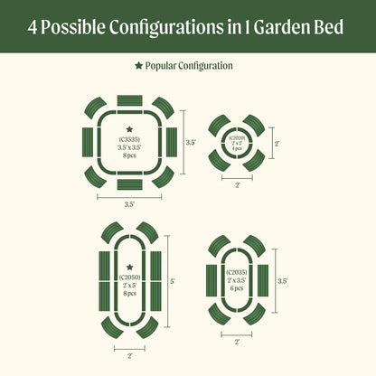 Petit lit de jardin surélevé de 17 po de haut, 4 en 1, modulaire en métal