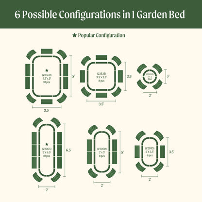 Jardinière surélevée de 43 cm de haut, taille moyenne, modulaire 6 en 1, en métal