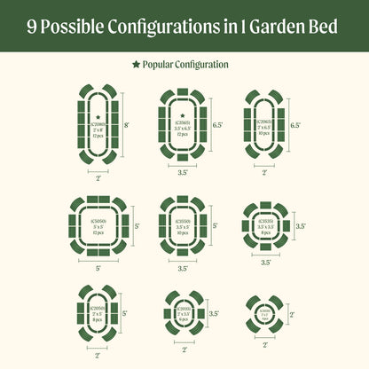 Grand lit de jardin surélevé 9 en 1 en métal modulaire de 32 po de hauteur