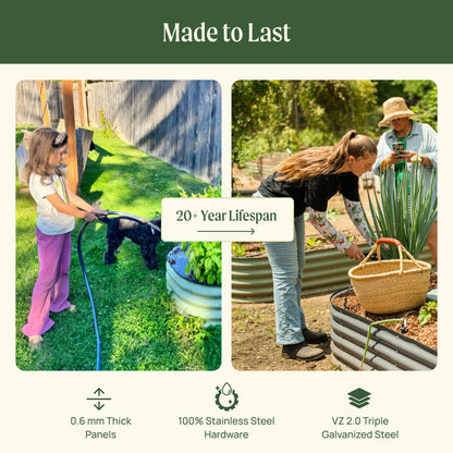 Jardinière surélevée de 43 cm de haut, taille moyenne, modulaire 6 en 1, en métal