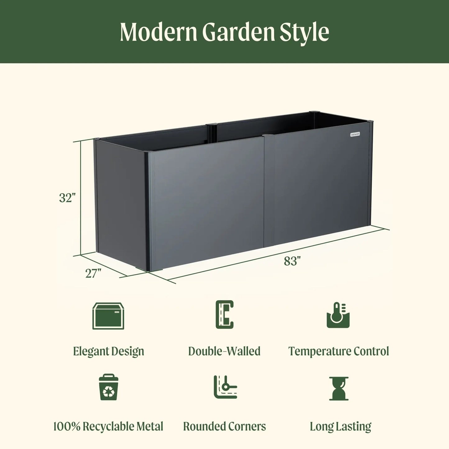 32 Inch Extra Tall Modern Pro Garden Bed