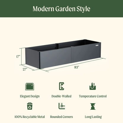 17 Inch Tall Modern Pro Metal Raised Garden Bed