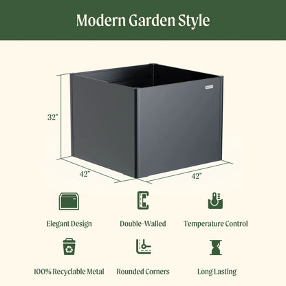 32in Extra Tall Modern Pro Metal Raised 42x42 Bed