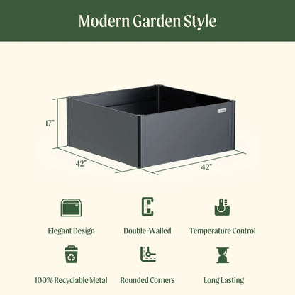 Tall Modern Pro Metal Raised Garden Bed 42x42