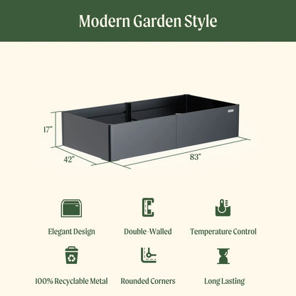 17 Inch Tall Modern Pro Metal Raised Garden Bed