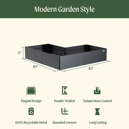 17 Inch Tall Modern Pro Raised Garden Bed L Shape