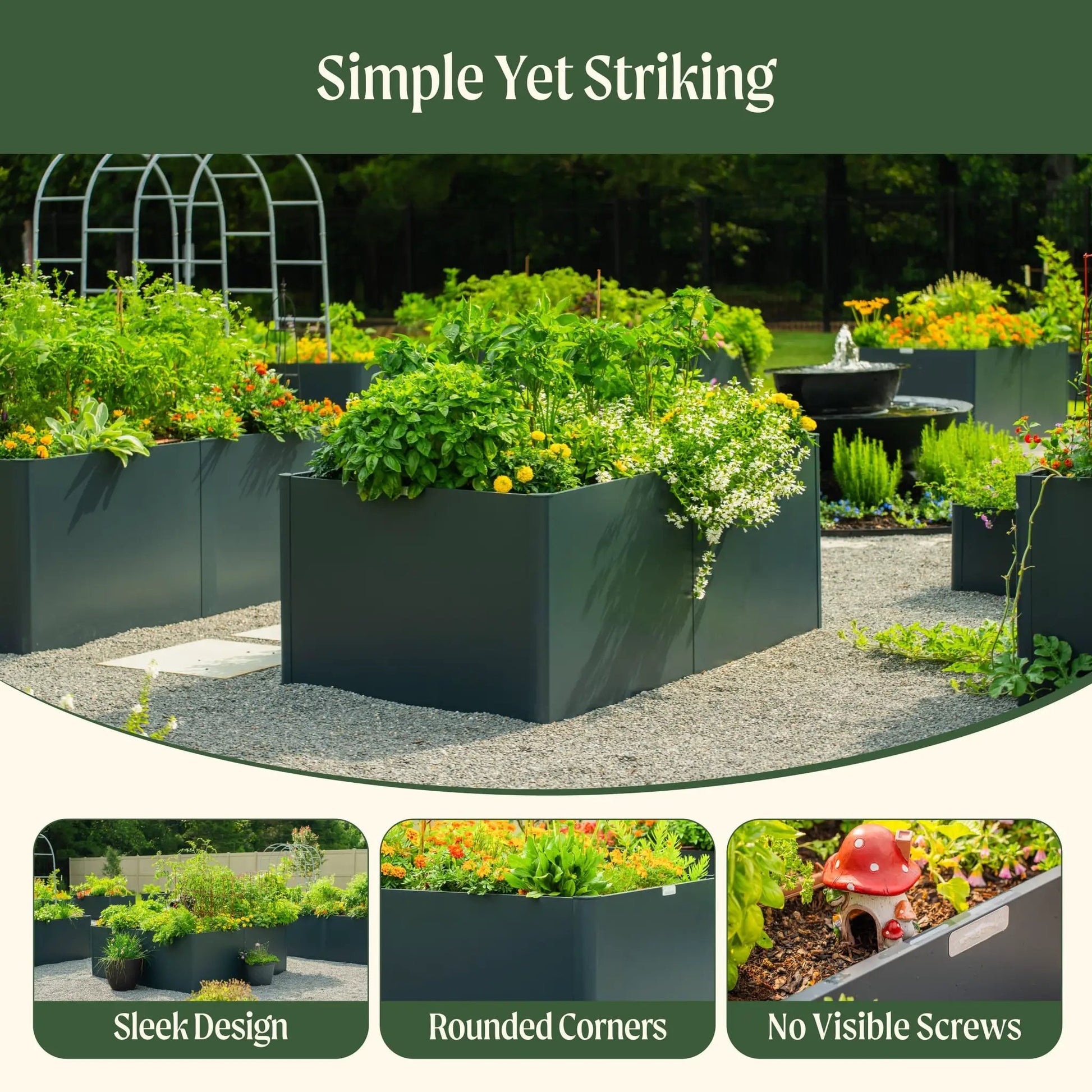 27x53 inch modern metal raised garden bed by Vego Garden in dark gray with sleek rectangular design on Tampa Home & Garden Store