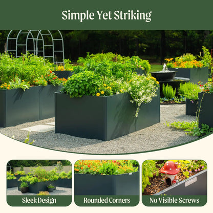 27x53 inch modern metal raised garden bed by Vego Garden in dark gray with sleek rectangular design on Tampa Home & Garden Store