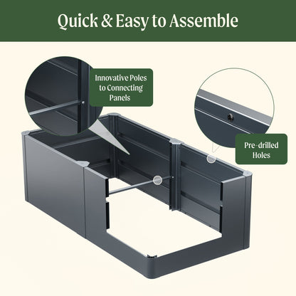 17" Tall Modern Raised Garden Bed 42" x 42" Metal