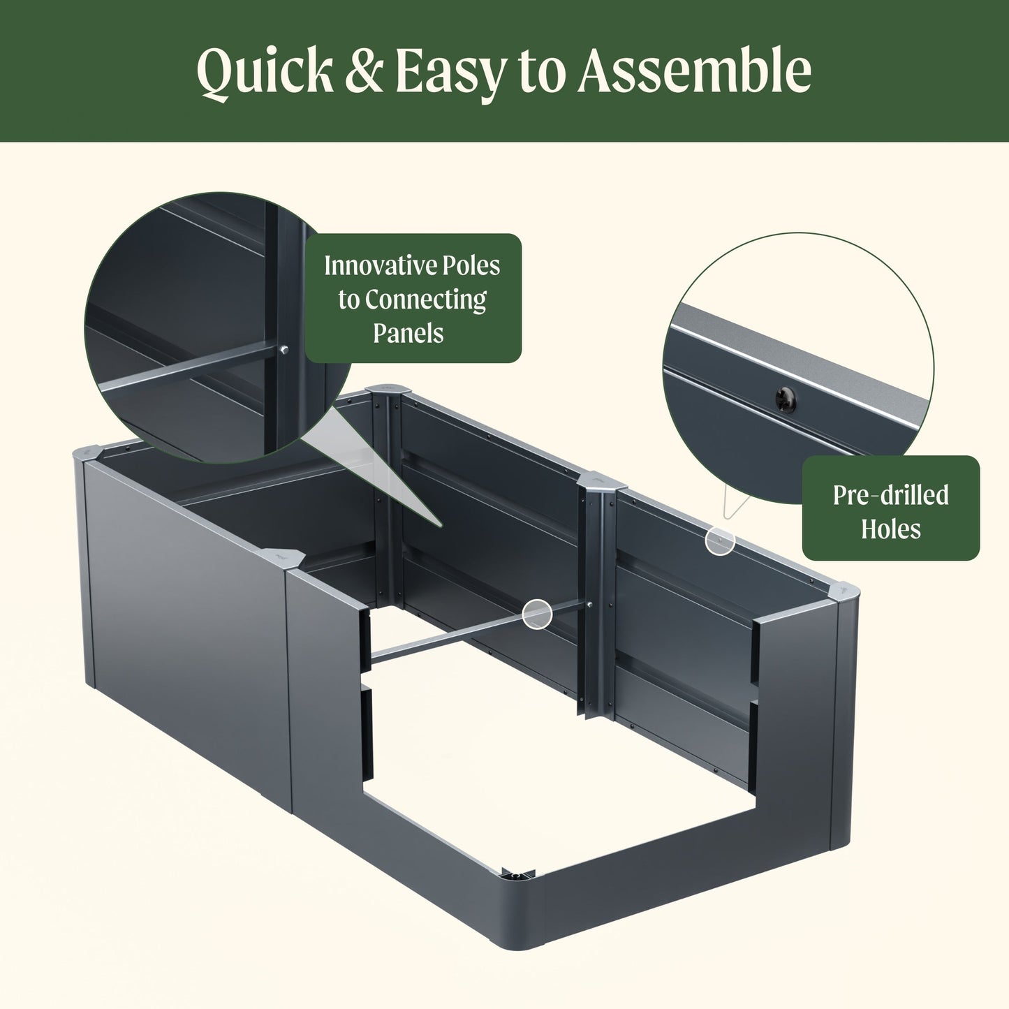 17" Tall 27" x 83" Modern Raised Garden Bed Metal