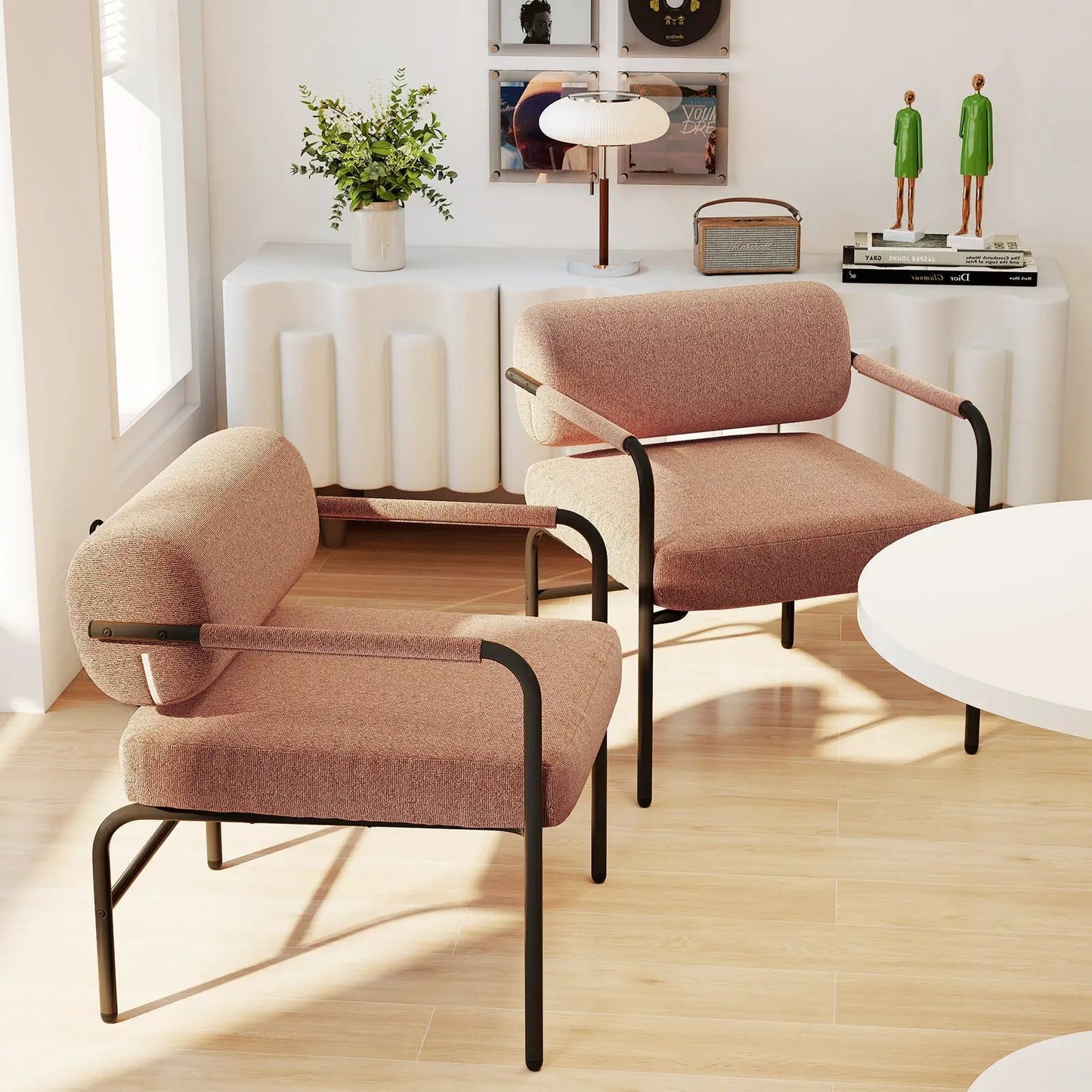 Velvet Upholstered Accent Chair with Armrests